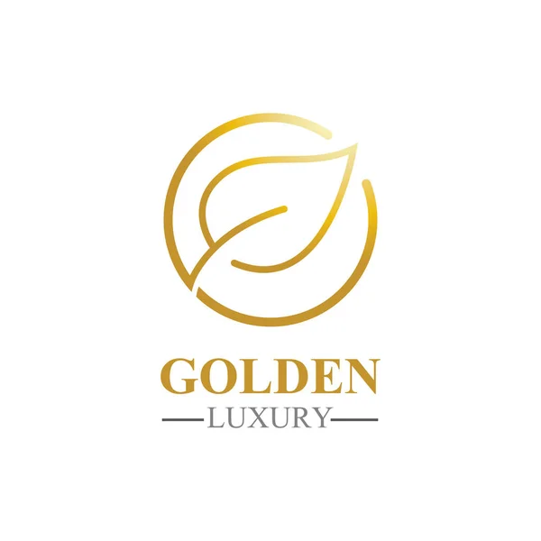 Folha Dourada Logotipo Luxo Ícone Vetor Modelo —  Vetores de Stock