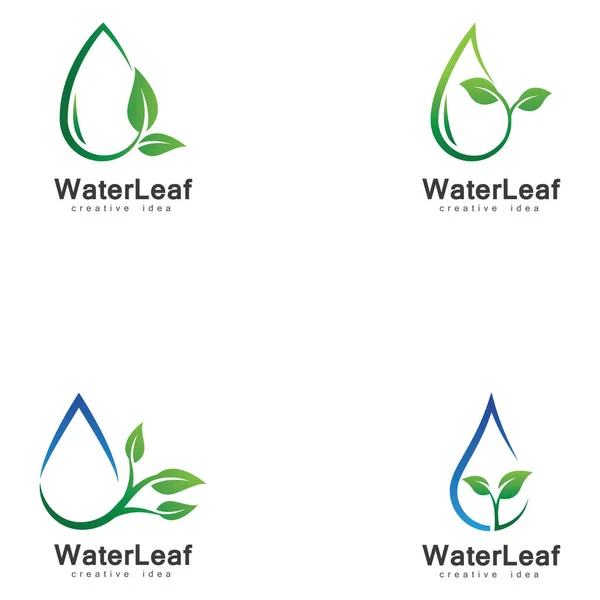 Creative Drop Water Leaf Concept Logo Design Template — Stock Vector