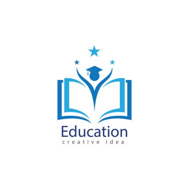 Kitaplar ve Mezuniyet Simge Vektör Eğitimi Logo Şablonu