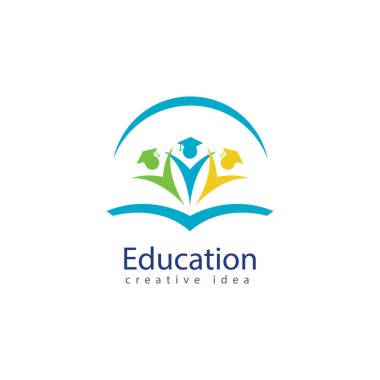 Kitaplar ve Mezuniyet Simge Vektör Eğitimi Logo Şablonu