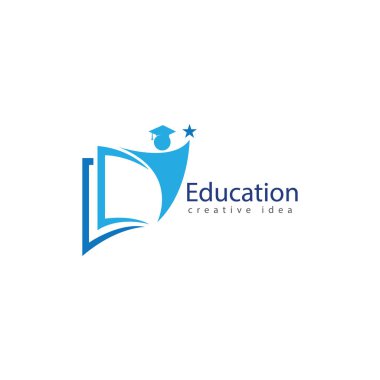 Kitaplar ve Mezuniyet Simge Vektör Eğitimi Logo Şablonu