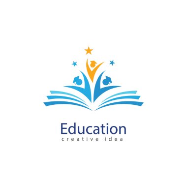 Kitaplar ve Mezuniyet Simge Vektör Eğitimi Logo Şablonu