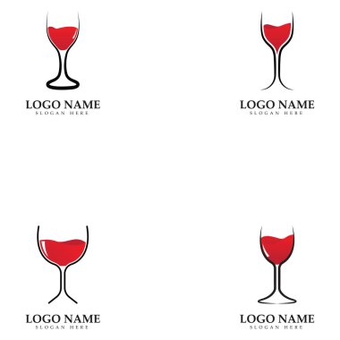  Şarap cam ikonu vektör çizim şablonu