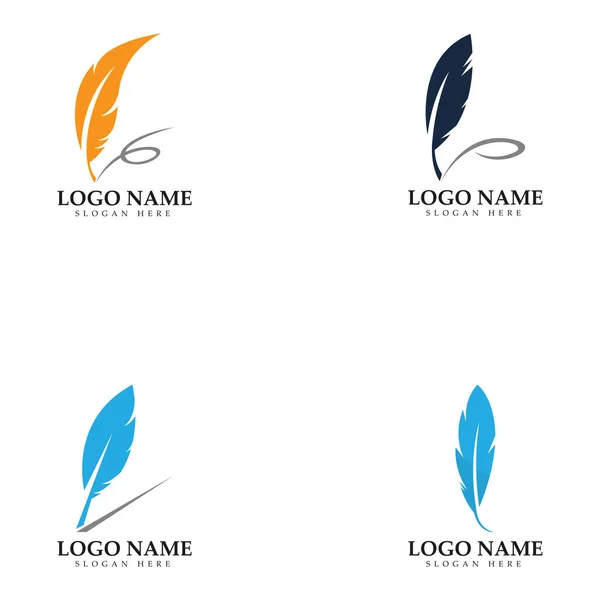 Kalem Şirket Logosu Sembol Şablonu Yaz — Stok Vektör