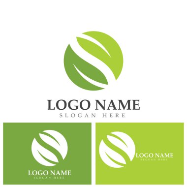 Yeşil yaprak ekolojisi doğa element vektör logosu