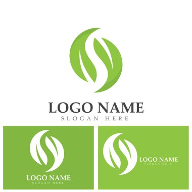 Yeşil yaprak ekolojisi doğa element vektör logosu