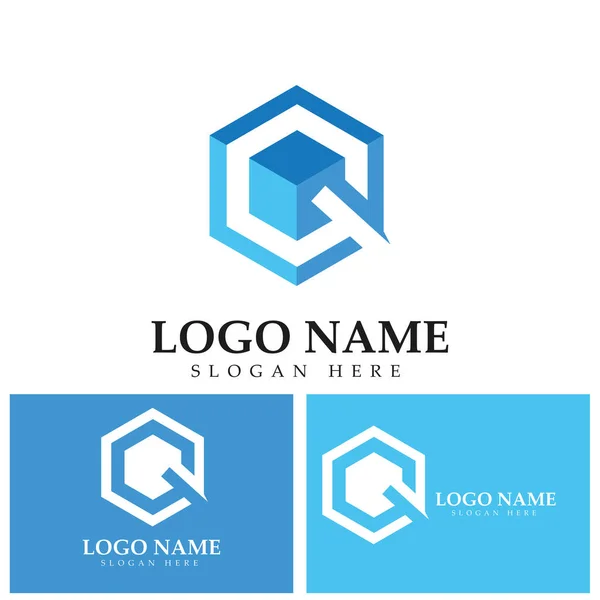 Letra Azul Logotipo Modelo Vetor —  Vetores de Stock