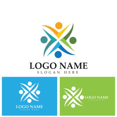 Halk koruma grubu ağı ve sosyal simge tasarım şablonu