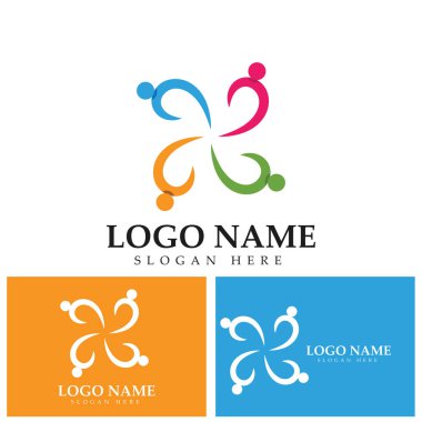 Halk koruma grubu ağı ve sosyal simge tasarım şablonu