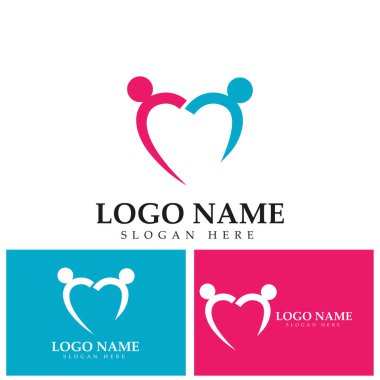 İnsanlar logo rengarenk konsept vektör illüstrasyonu aile bakım logosu aşk sembolü dizayn eder.