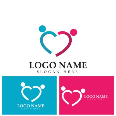 İnsanlar logo rengarenk konsept vektör illüstrasyonu aile bakım logosu aşk sembolü dizayn eder.