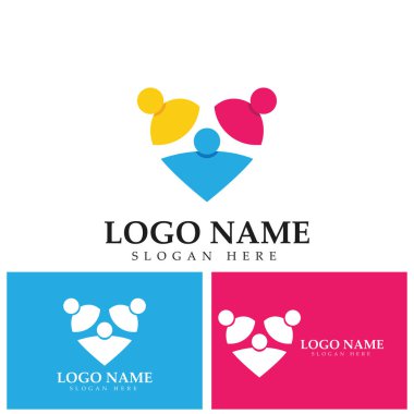 İnsanlar logo rengarenk konsept vektör illüstrasyonu aile bakım logosu aşk sembolü dizayn eder.