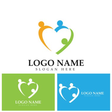 İnsanlar logo rengarenk konsept vektör illüstrasyonu aile bakım logosu aşk sembolü dizayn eder.