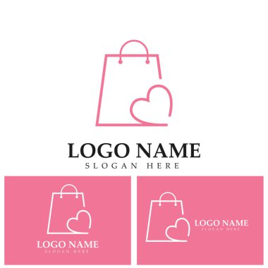 Alışveriş çantası logosu aşk vektör logosu