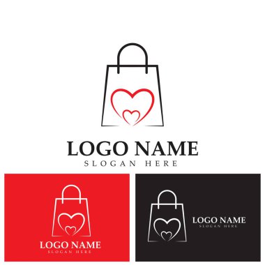 Alışveriş çantası logosu aşk vektör logosu