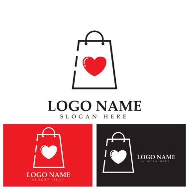 Alışveriş çantası logosu aşk vektör logosu