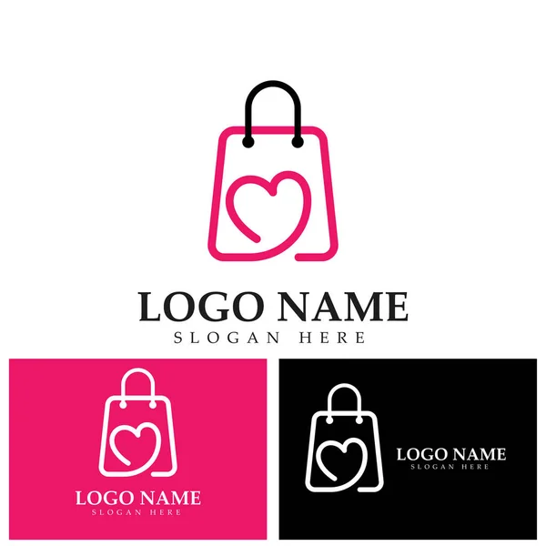 Shopping Bag Logo Love Vector Logo — Image vectorielle