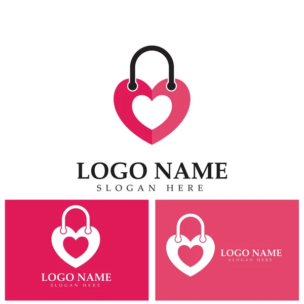 Shopping Bag Logo Love Vector Logo — Image vectorielle