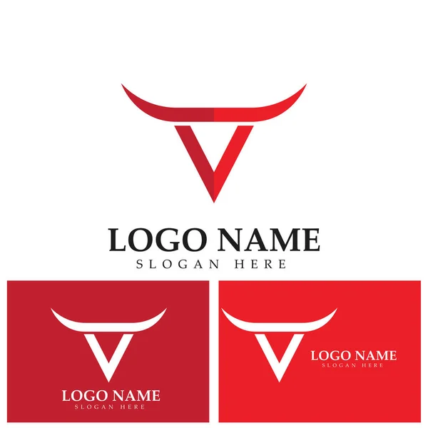 Bull Chifre Logotipo Símbolos Modelo Ícones App —  Vetores de Stock