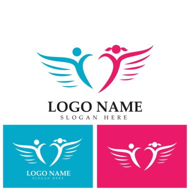 Aşk kanatları Logo Şablon tasarım vektörü