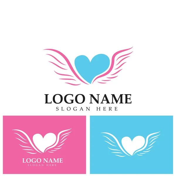 Love Wings Logo Template Design Vector — Archivo Imágenes Vectoriales