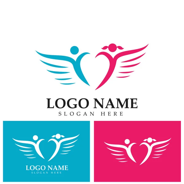 Love Wings Logo Template Design Vector — Image vectorielle