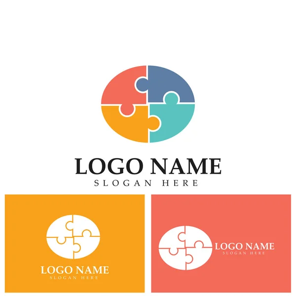 Vettore Modello Logo Puzzle Comunitario — Vettoriale Stock