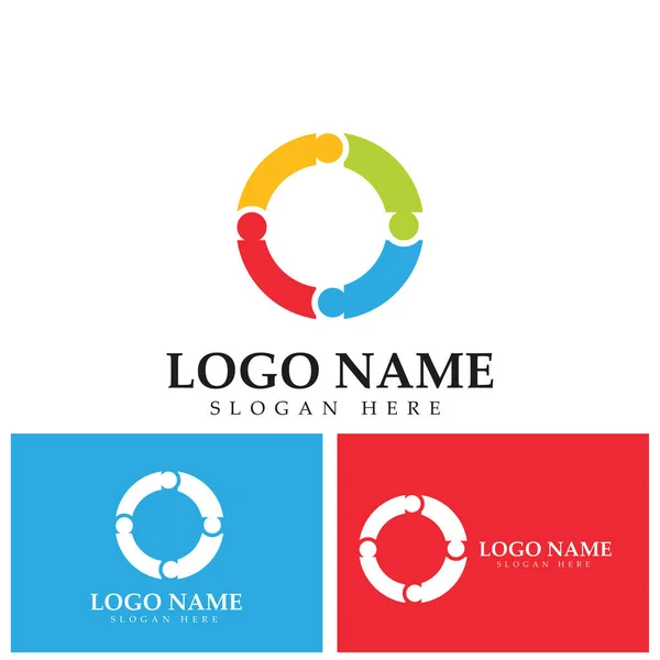 Comunidade Puzzle Logo Template Vector — Vetor de Stock
