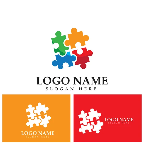 Vettore Modello Logo Puzzle Comunitario — Vettoriale Stock