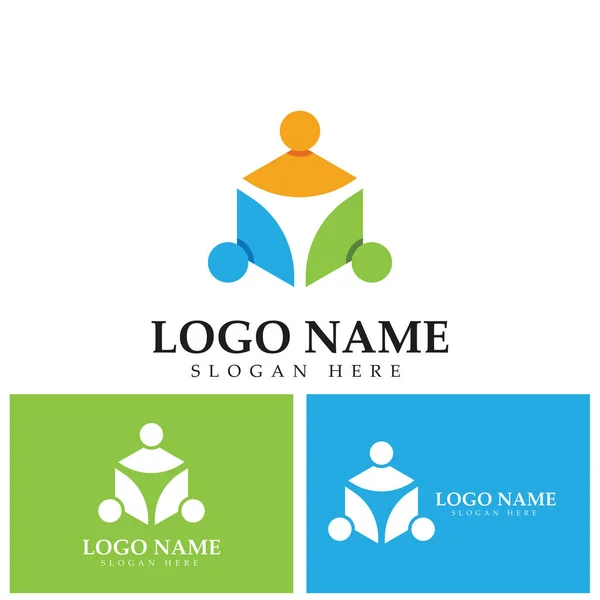 Trabajo Equipo Conectar Personas Concepto Hexágono Logotipo Símbolo Icono Vector — Archivo Imágenes Vectoriales