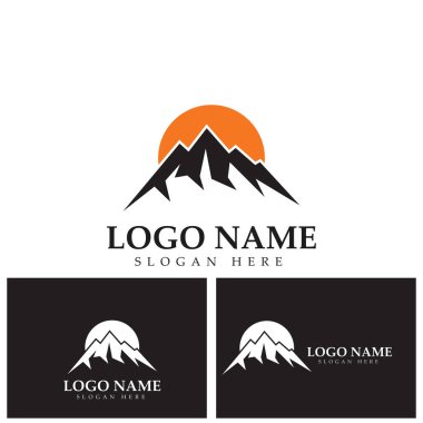 Black and blue mountain logo design template