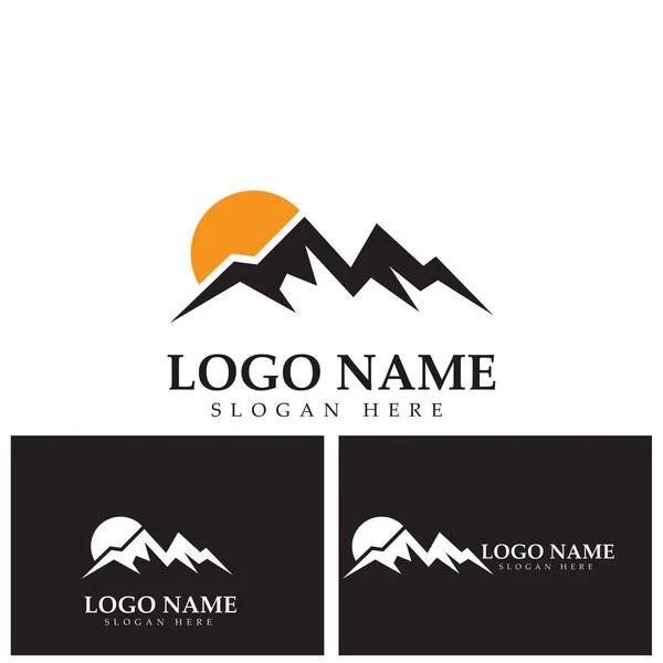 Black Blue Mountain Logo Design Template — стоковый вектор