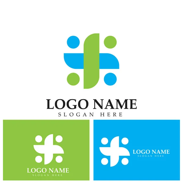 Community People Care Logo Template Vector — Vettoriale Stock