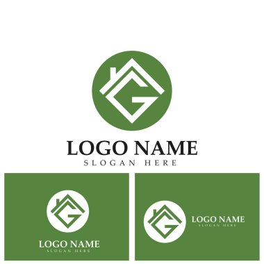 yeşil ev logosu G harfi ve ev sembolü