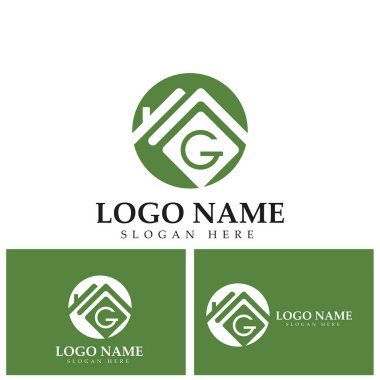 yeşil ev logosu G harfi ve ev sembolü