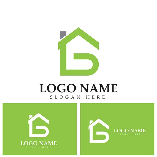 Буква Логотипа Зеленого Дома Символом Дома — стоковый вектор