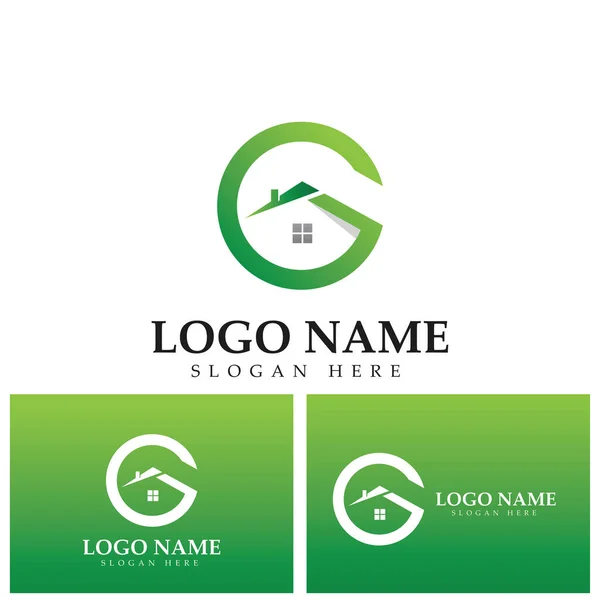 Green House Logo Letter House Symbol — Archivo Imágenes Vectoriales