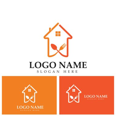 Yemek kaşığı ve çatal vektör logosu. Logo pişiriyorum. Restoran logo şablonu vektörü. Cafe Logosu