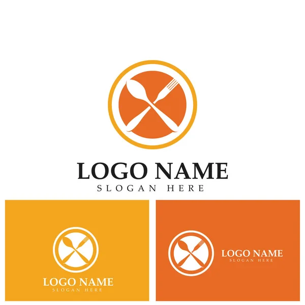 Cuchara Comida Logotipo Del Vector Horquilla Logo Cocina Restaurante Logo — Archivo Imágenes Vectoriales