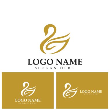 Swan simgesi şablon vektör illüstrasyon tasarımı