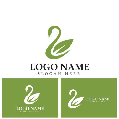 Swan simgesi şablon vektör illüstrasyon tasarımı