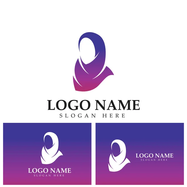 Hijab Women Muslim Logo Vector Template — Image vectorielle