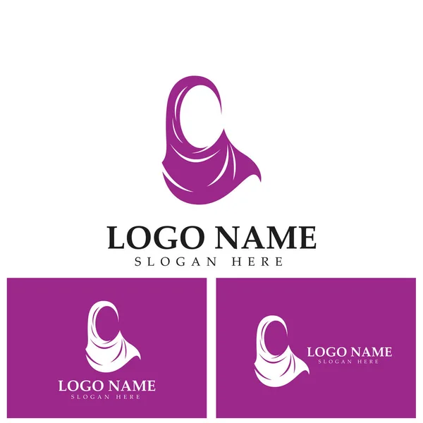 Hijab Women Muslim Logo Vector Template — Image vectorielle