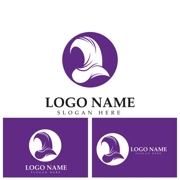 Hijab Women Muslim Logo Vector Template — Archivo Imágenes Vectoriales