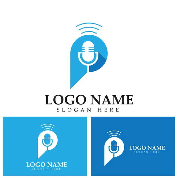 Podcast Logotyp Ikon Design Vektor Mall Mikrofon Symboler — Stock vektor
