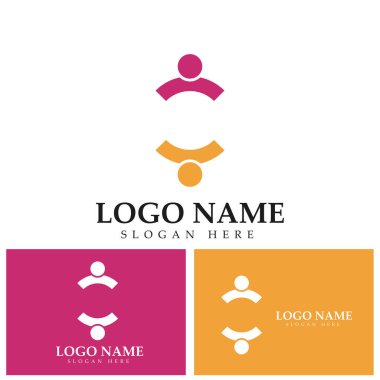 İnsanların Logo Vektörü Tasarım Şablonunu Bağlayan C Harfi Soyut