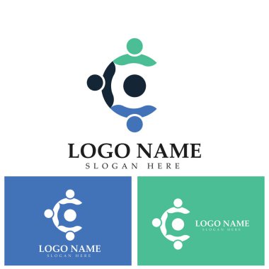 İnsanların Logo Vektörü Tasarım Şablonunu Bağlayan C Harfi Soyut