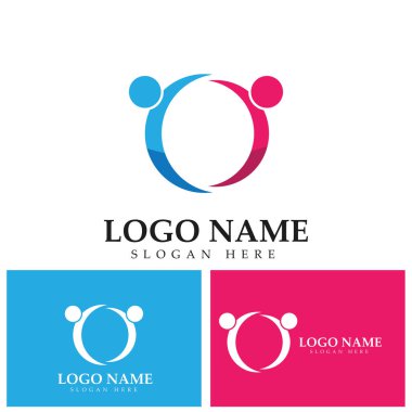 İnsanların Logo Vektörü Tasarım Şablonunu Bağlayan C Harfi Soyut