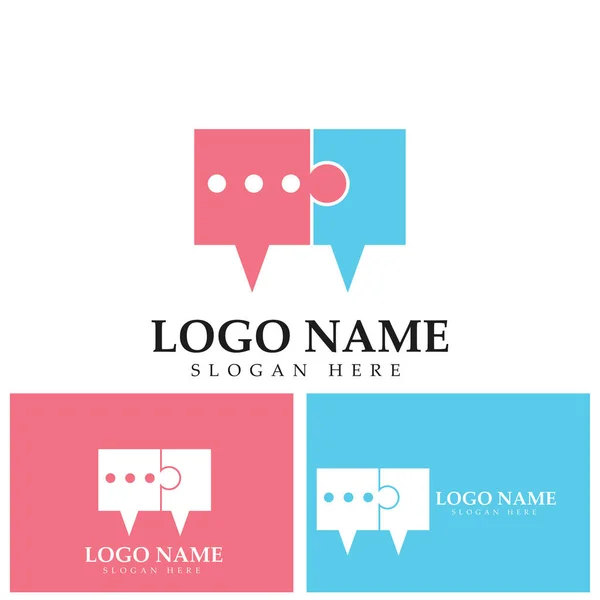 Puzzle Chat Logotipo Modelo Ilustração — Vetor de Stock