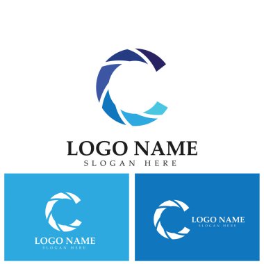C ve C harfi logo tasarım şablonu elementleri